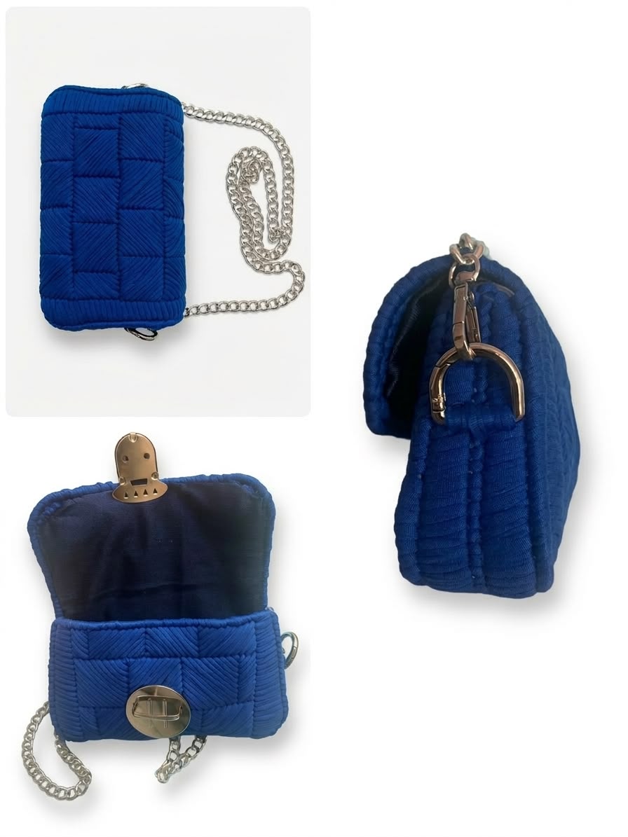 Mini Bag fettuccia Blu. Fatta a Mano
