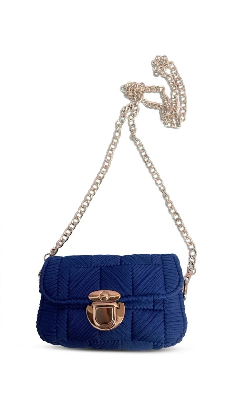 Mini Bag fettuccia Blu. Fatta a Mano